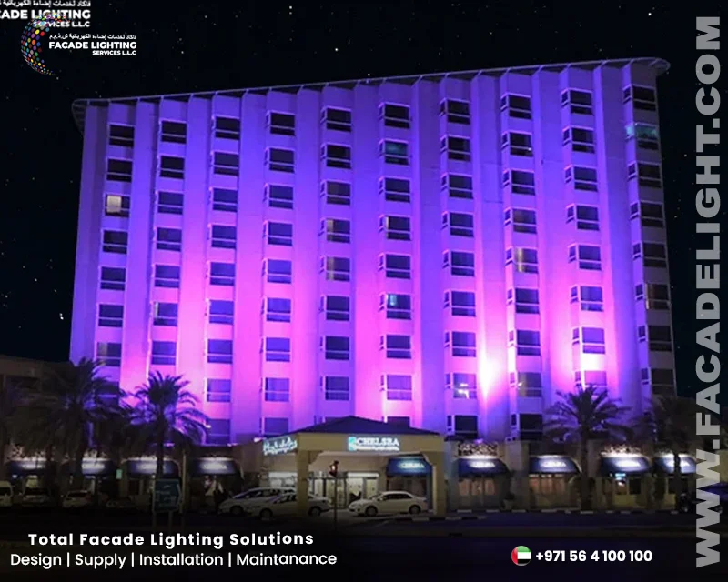 chelsea plaza hotel dubai facade lightings