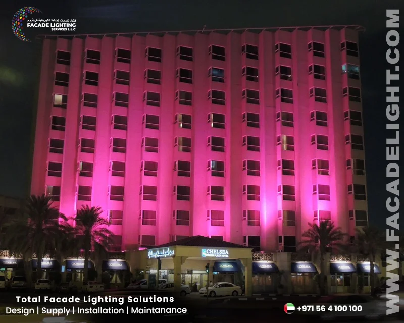 chelsea plaza hotel facade lightings dubai