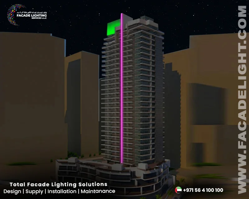 continental tower facade lightings dubai