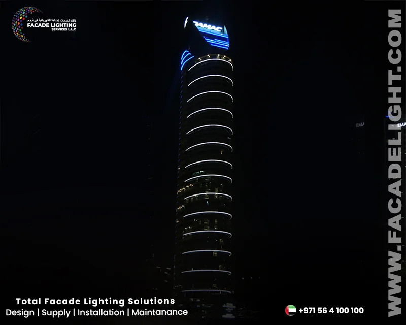 dubai damac distinction tower facade lighting