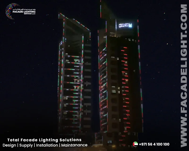 dubai twin tower facade light