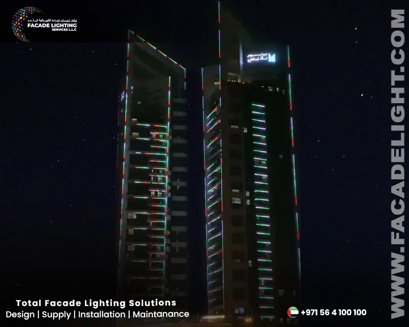 dubai twin tower facade lights