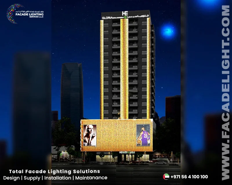 gloria tower facade lighting dubai