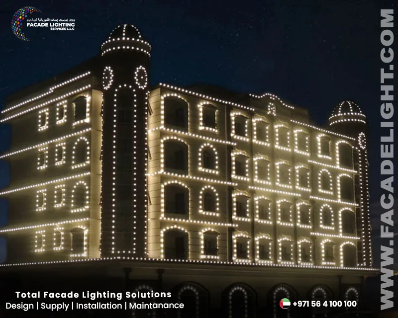 great wall hotel facade lighting dubai