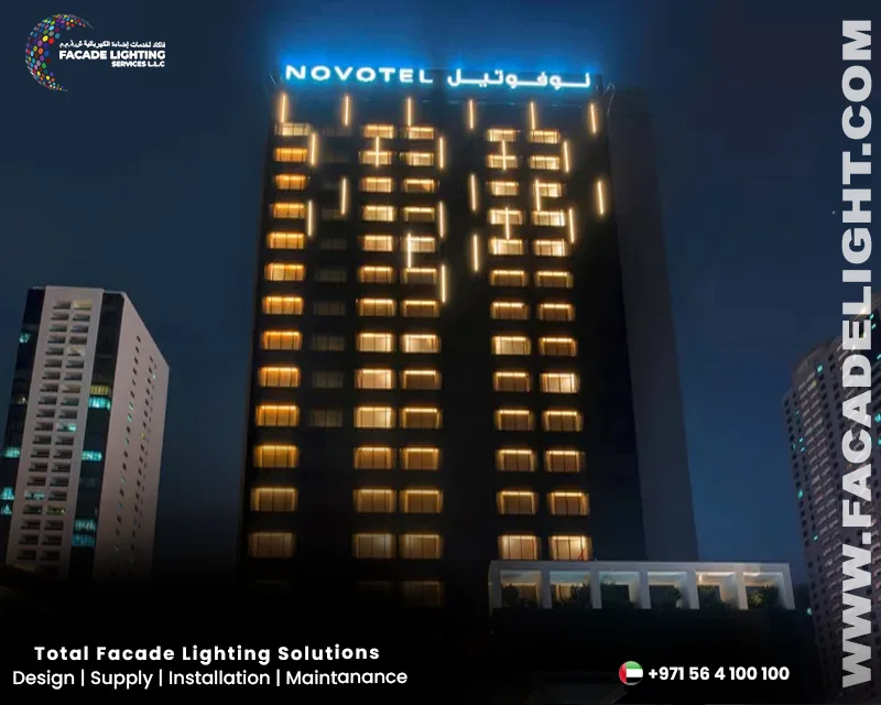 hotel novotel bur dubai facade lighting