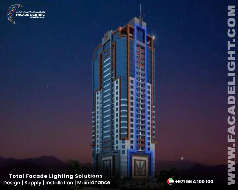 mazaya tower facade lighting dubai