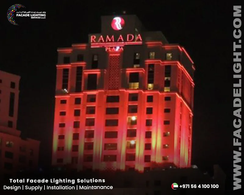 ramada hotel facade lightings dubai