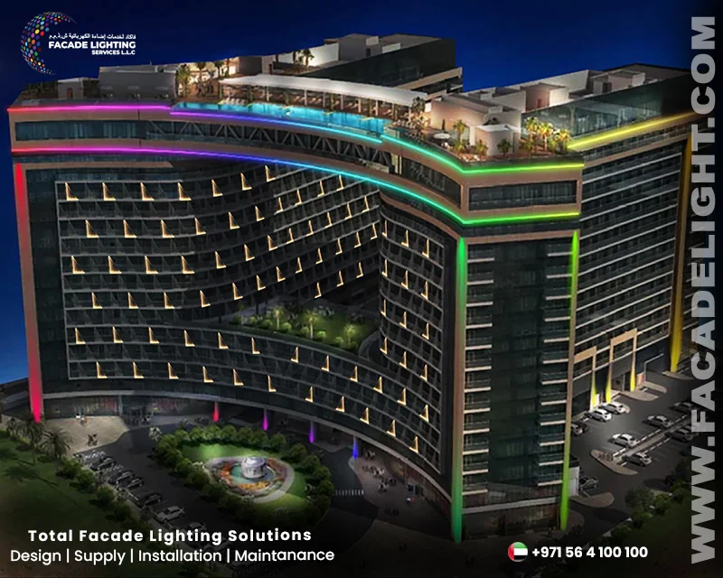 seven residences facade lighting dubai