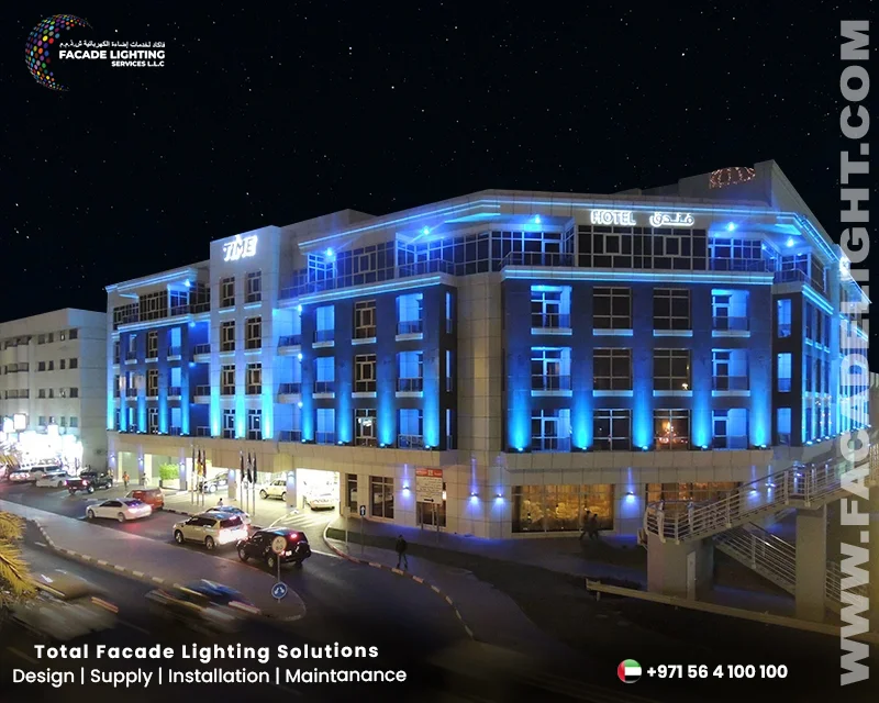 time grand plaza hotel facade lightings dubai