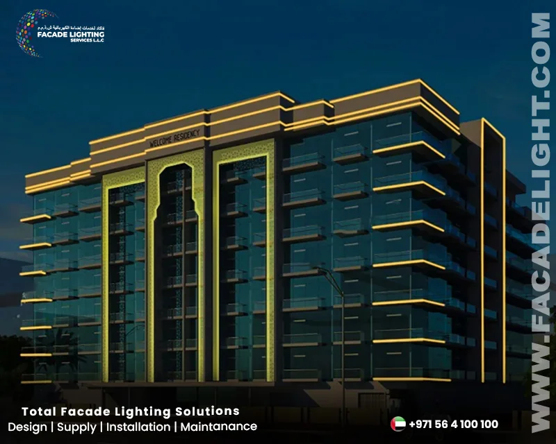 welcome residency facade lighting dubai