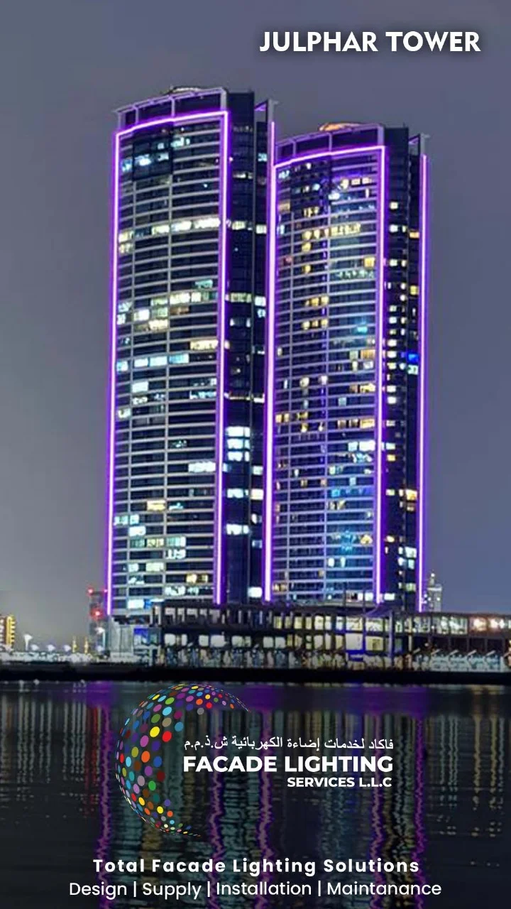 julphar tower facade lights dubai
