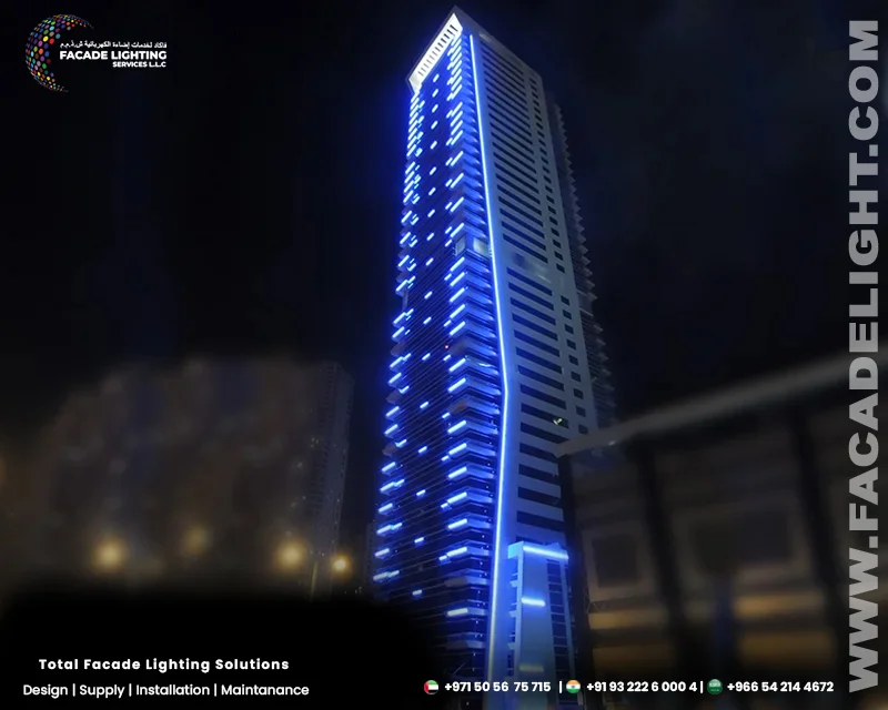 aldar tower facade lighting