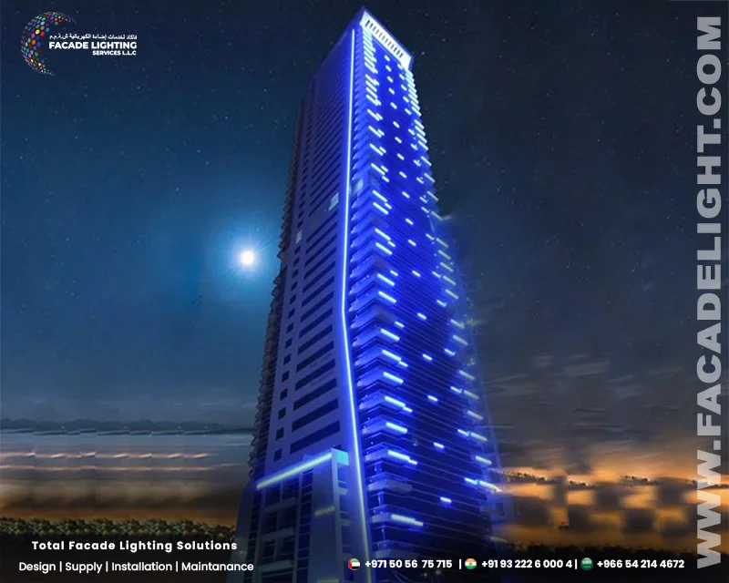 aldar tower facade lightings