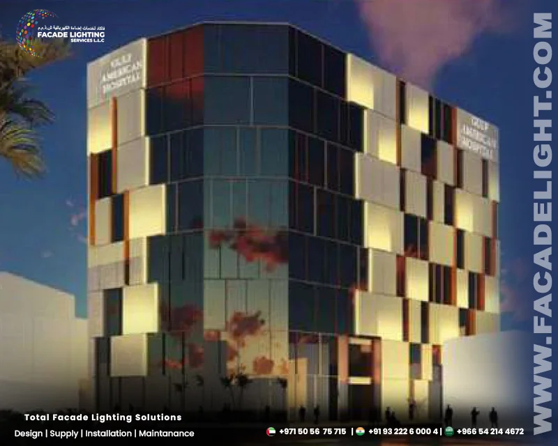 american gulf hospital facade lighting