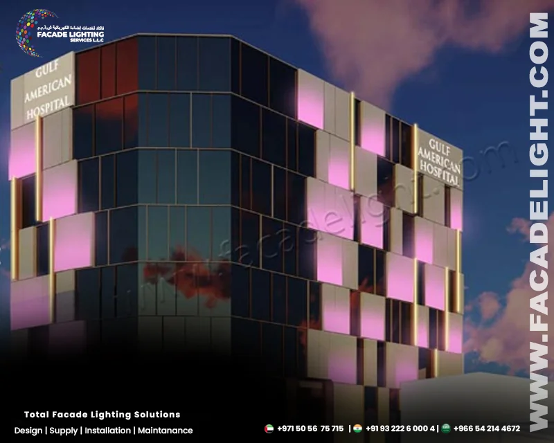 american gulf hospital facade lightings