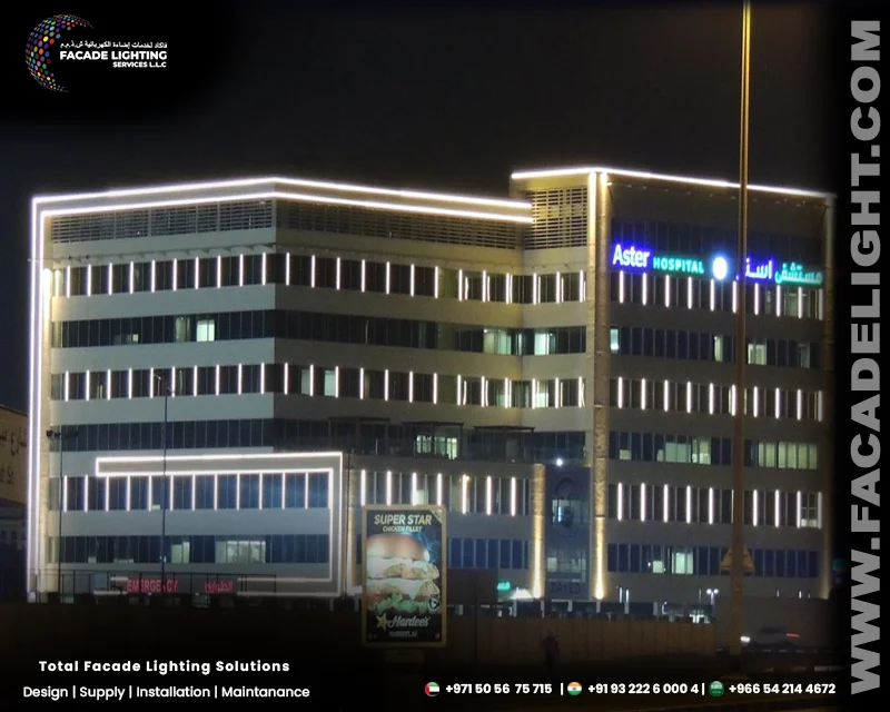 aster hospital facade lightings