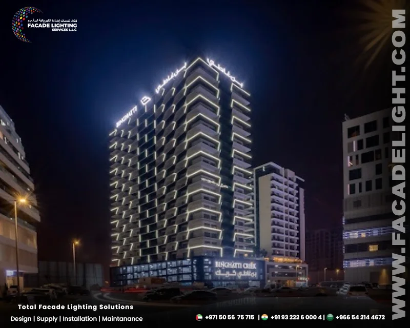 binghatti creek facade lighting
