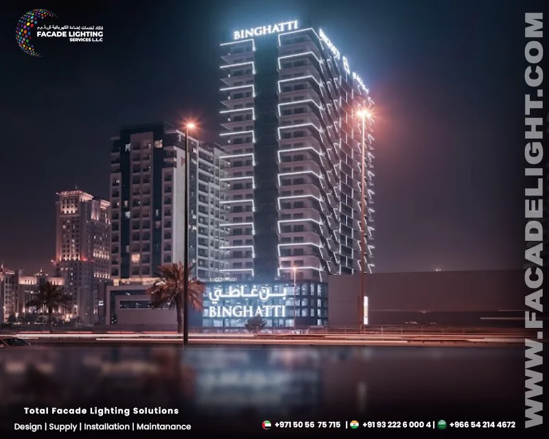 binghatti creek facade lightings