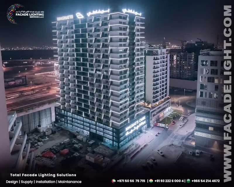 binghatti creek facade lights