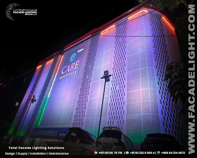 care hospital facade lighting