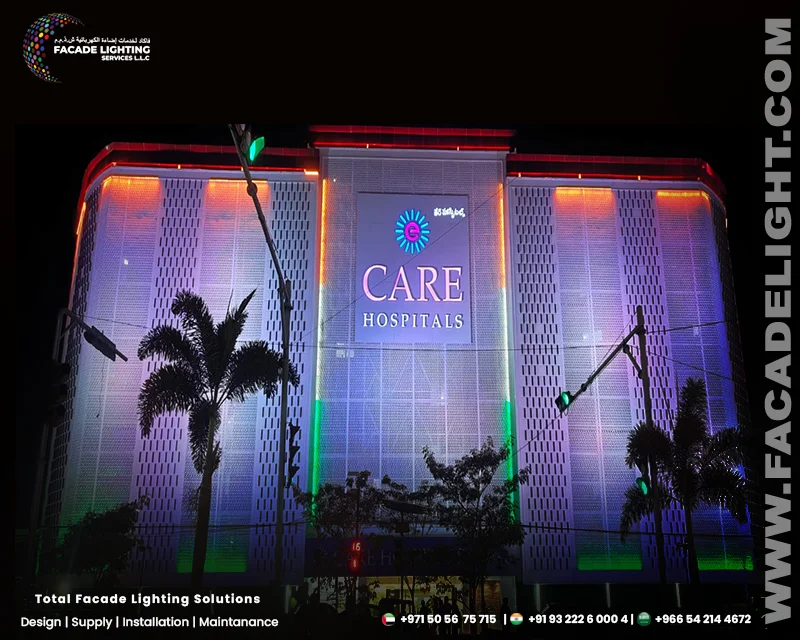 care hospital facade lightings india