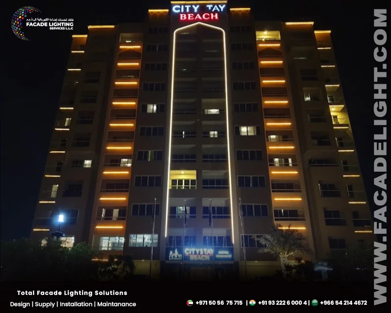 citystay hotel dubai facade lighting