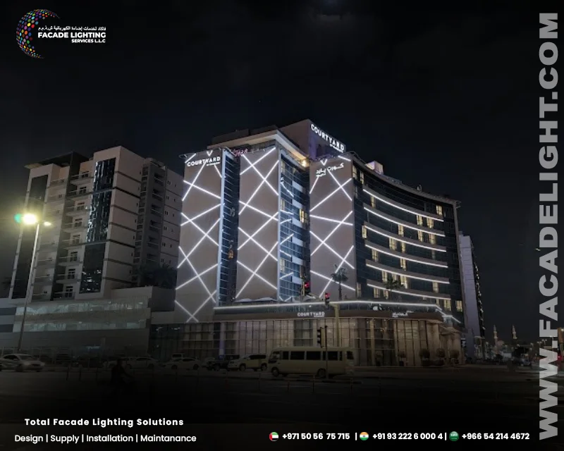 courtyard by marriot facade lightings