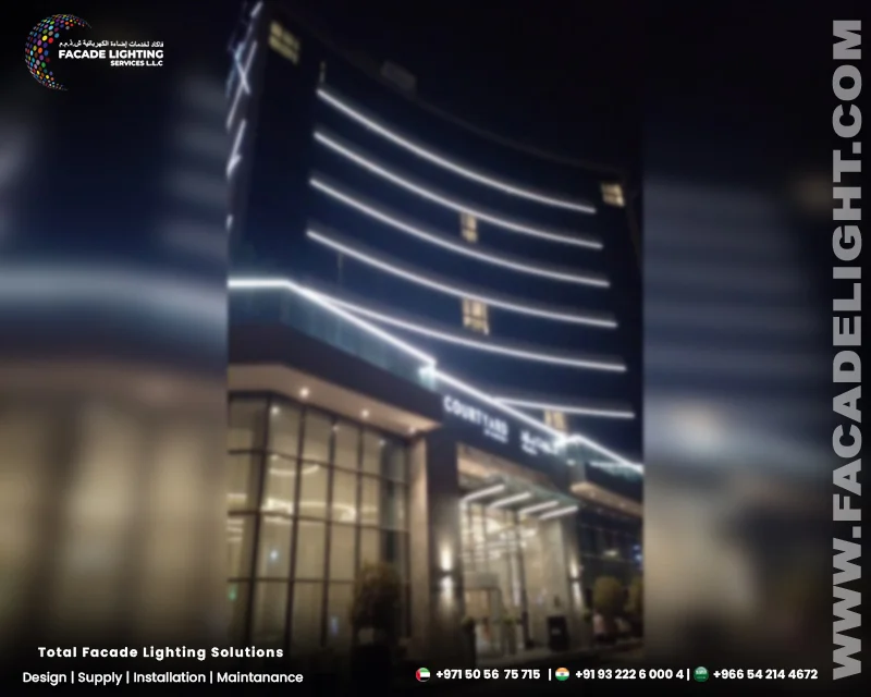 courtyard by marriot facade lights
