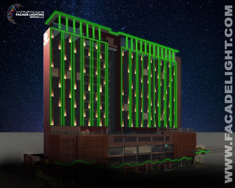 double tree facade lighting