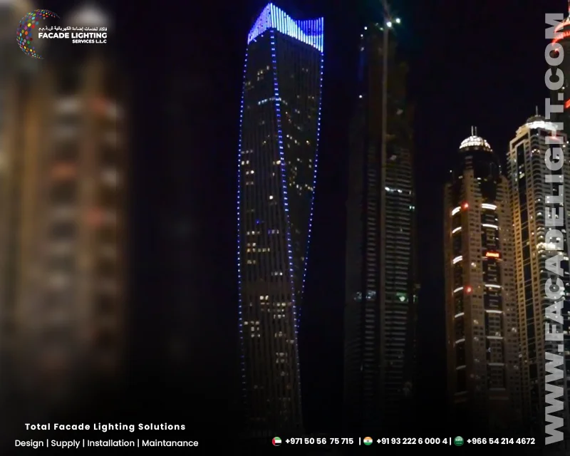 dubai cayan tower facade light