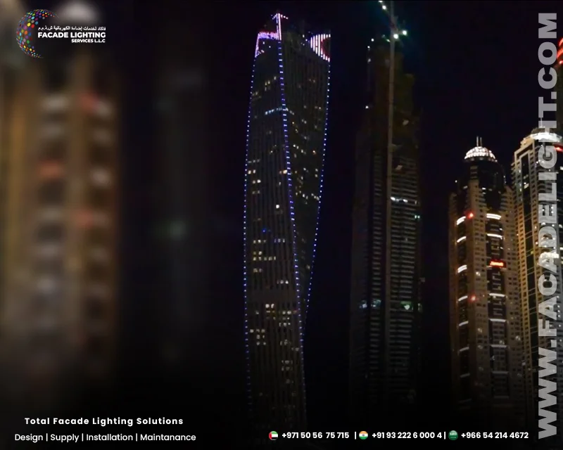 dubai cayan tower facade lights