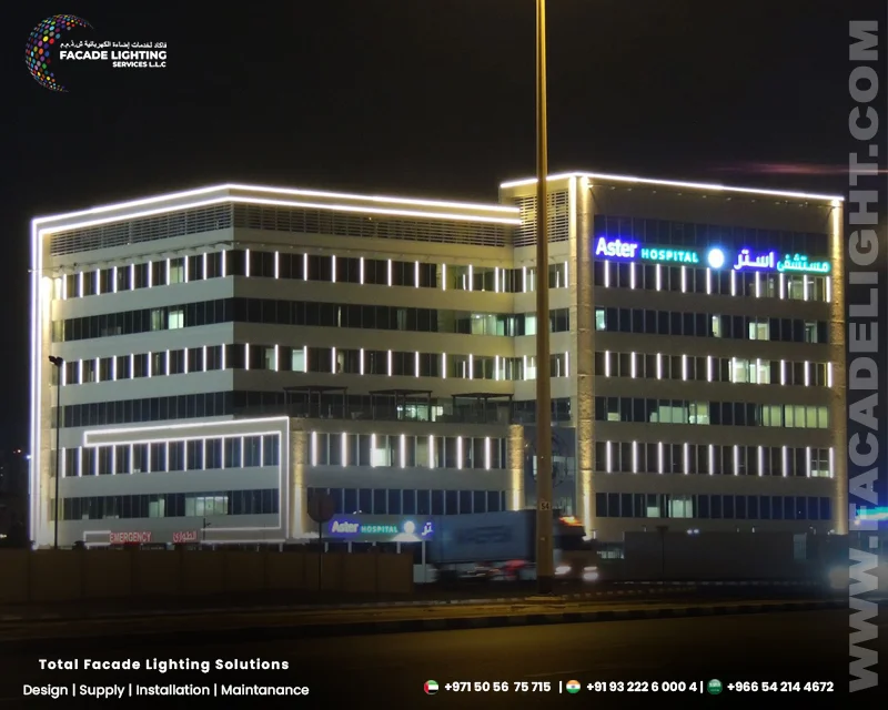 emirates hospital facade lighting