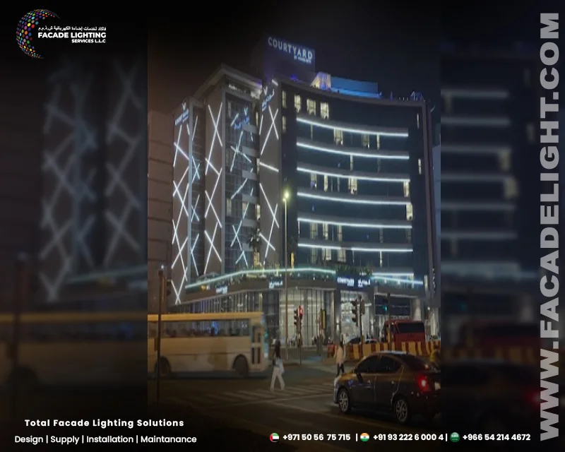 facade light courtyard by marriot