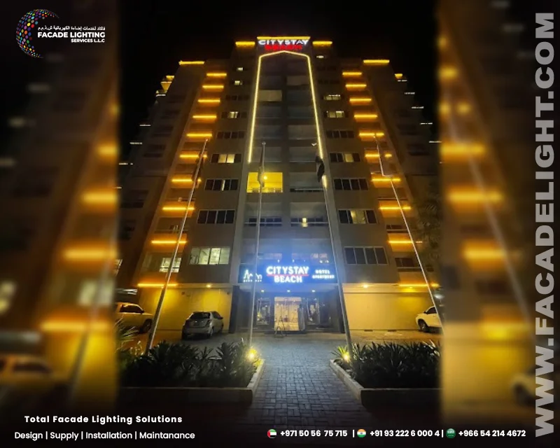 facade lighting citystay hotel dubai