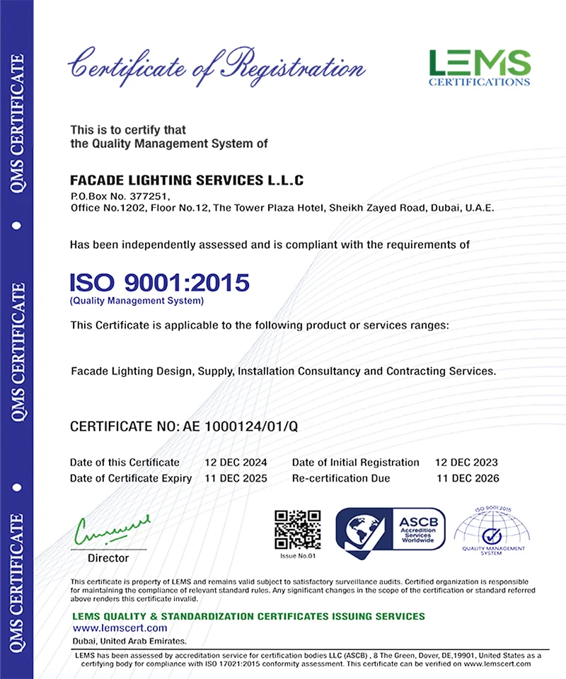 facade registration certificate