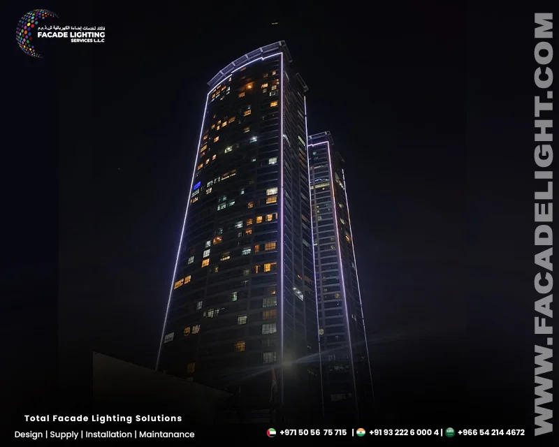julphar tower dubai facade light