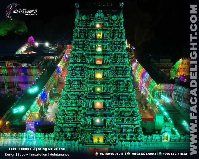 kanaga durga temple facade lights india