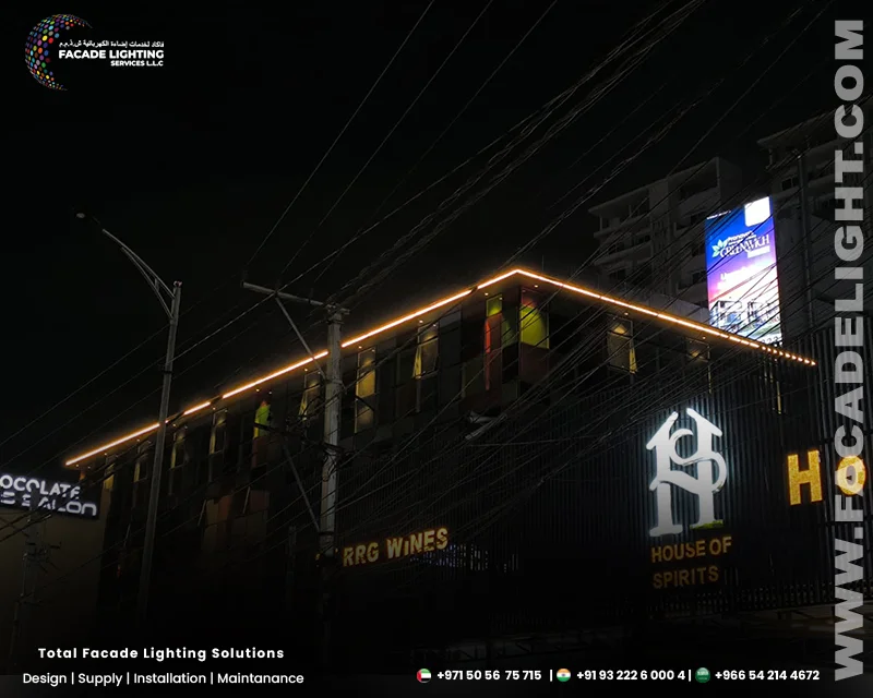 pranava business square india facade lighting