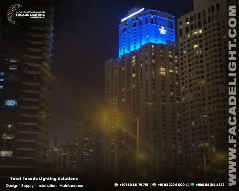 ramada hotel dubai facade light