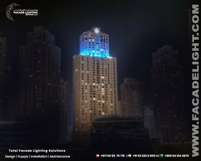 ramada hotel dubai facade lights