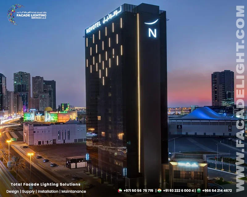 sharjah novotel hotel facade lighting