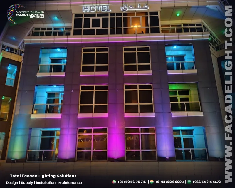time grand hotel facade lightings