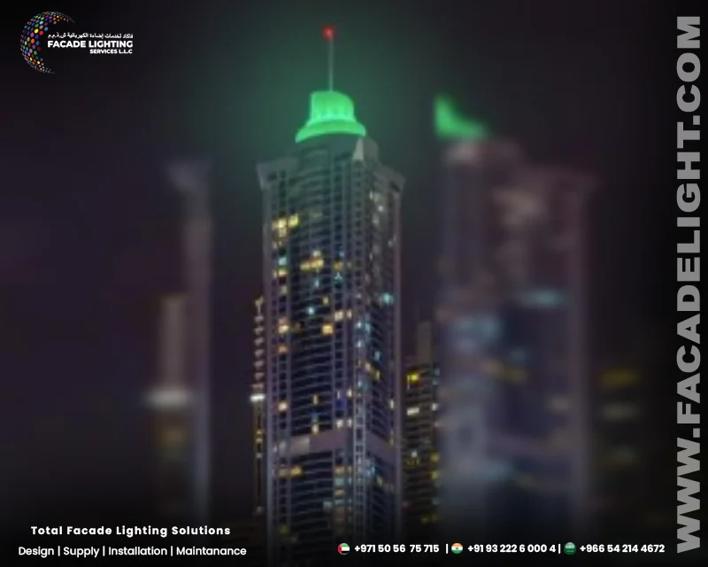 torch tower facade lights