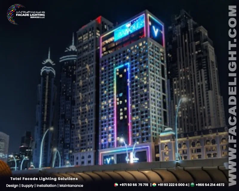 v hotel facade lightings