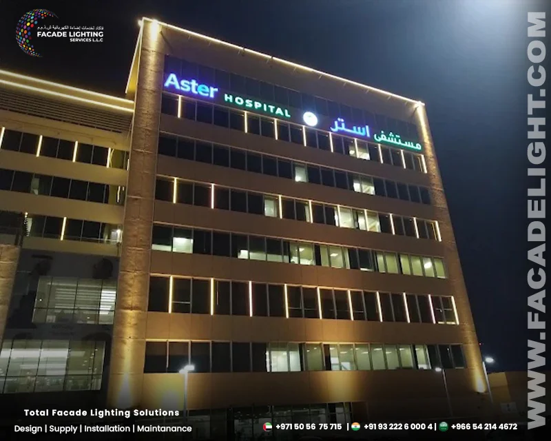 aster hospitals facade lighting