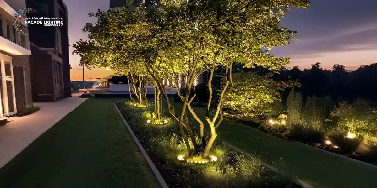 Modern landscape lighting ideas with LED pathway lights and garden accent lighting for outdoor spaces